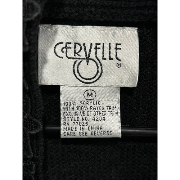 Black Open Front Cardigan Sweater Decorative Buttons Lace Trim Cervelle Sz Mediu - Picture 5 of 9